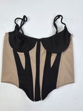 White Fox Black Camel Full Zip Underwire Sz Medium Womens Polyester Blend Corset
