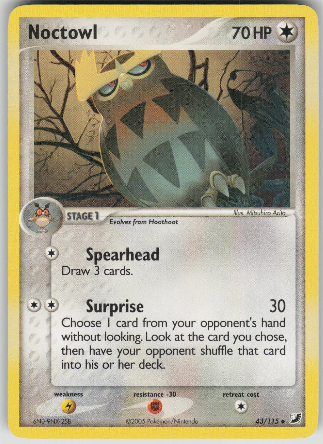 Pokemon TCG Noctowl Uncommon Unseen Forces 43/115
