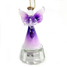 Colors of Birthstone Illuminated Glass Angel Ornament, February