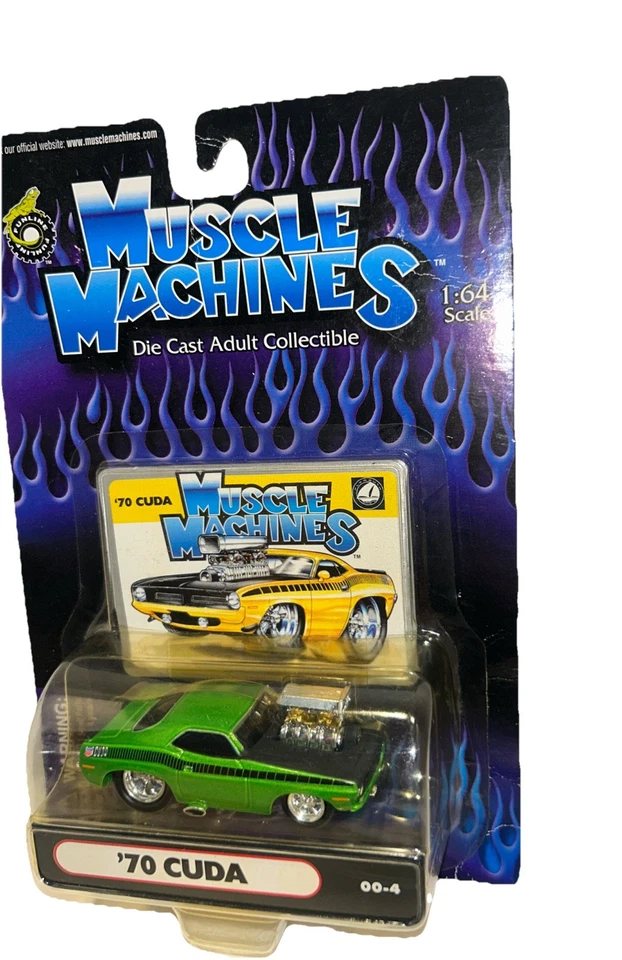 Nuevas máquinas musculares fundidas a presión 1:64 Plymouth Green '70 CUDA # 00-4 raras** Foto 3 de 4