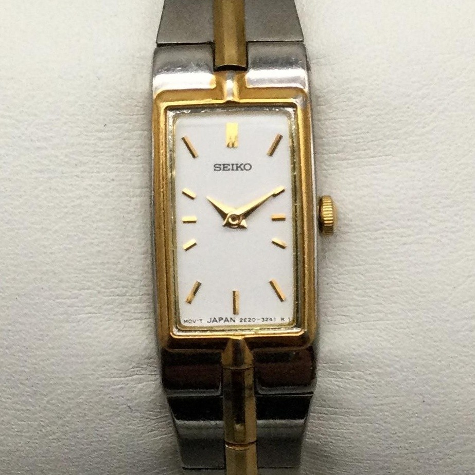 Seiko Womens Watch 13mm White Dial Two Tone Bracelet 2E20-7479 New