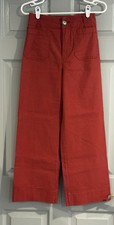 Anthropologie Maeve The Colette High-Rise Cropped Wide Leg Red Trousers US 26