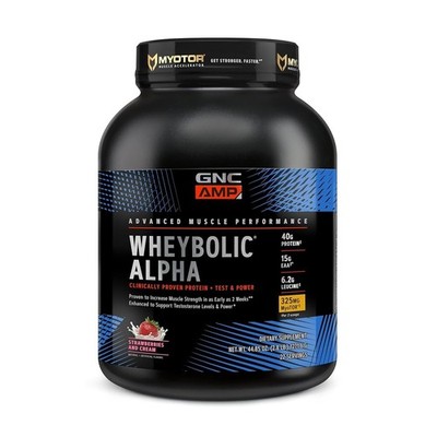 GNC AMP Wheybolic Alpha Protein Powder, Strawberries Cream, 2.8 lbs