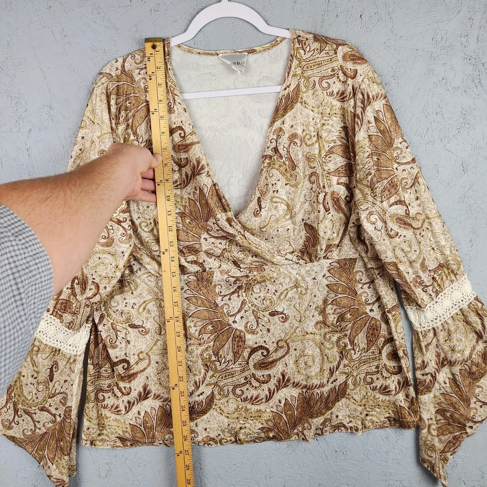 Camisa Boho Top Vintage Moda Bug Para Mujer Grande Cachemira Manga Campana Años 90 EE. UU. Foto 4 de 4