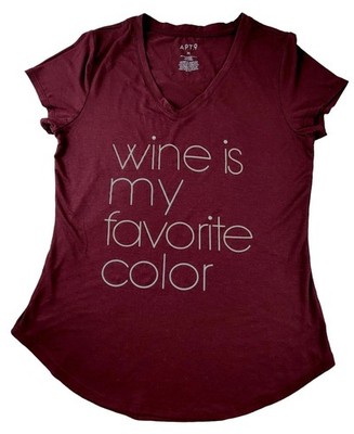 Womans Tee Wine is My Favorite Color Graphic Top size Medium ... JH1558