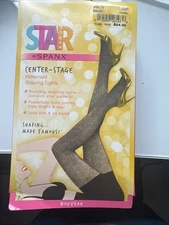 Spanx Star Power Black Center Stage Patterned Shaping Tights Size B nouveau