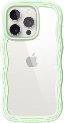 JETech Cute Case for iPhone 15 Pro 6.1-Inch, Wave Frame Curly Shape Green 