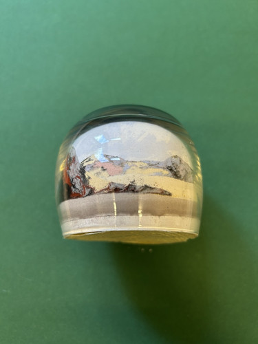 Vintage Native American Indian Painted Desert Sand Art Glass Paperweight 1960’s - Picture 4 of 8
