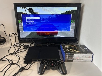 Ps2 Slim Konsole Bundle Komplett Set Up 4 Spiele voll funktionsfähig