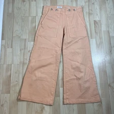 Anthropologie Pilcro The Kit High Rise Crop Pants Size 24 Coral Casual Wide Leg