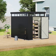 8.5 X 5.4 ft Outdoor Garden Storage Shed Metal Lean to Pent Shed for Tools Bikes