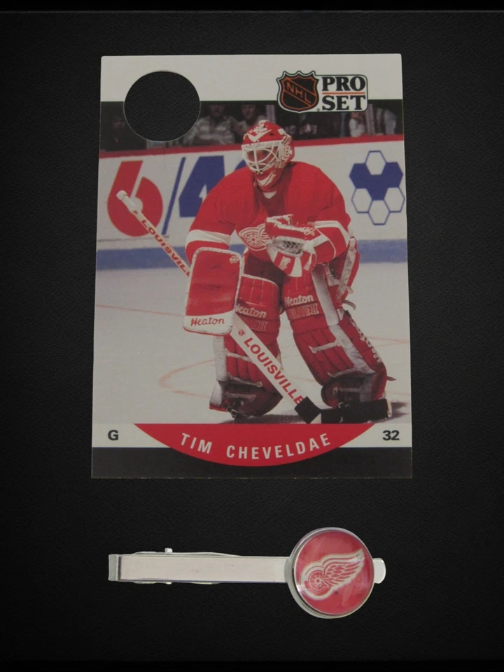 Hockey Card Tie Clip, Detroit Red Wings Wedding Jewelry Tie Bar - Image 2 of 4