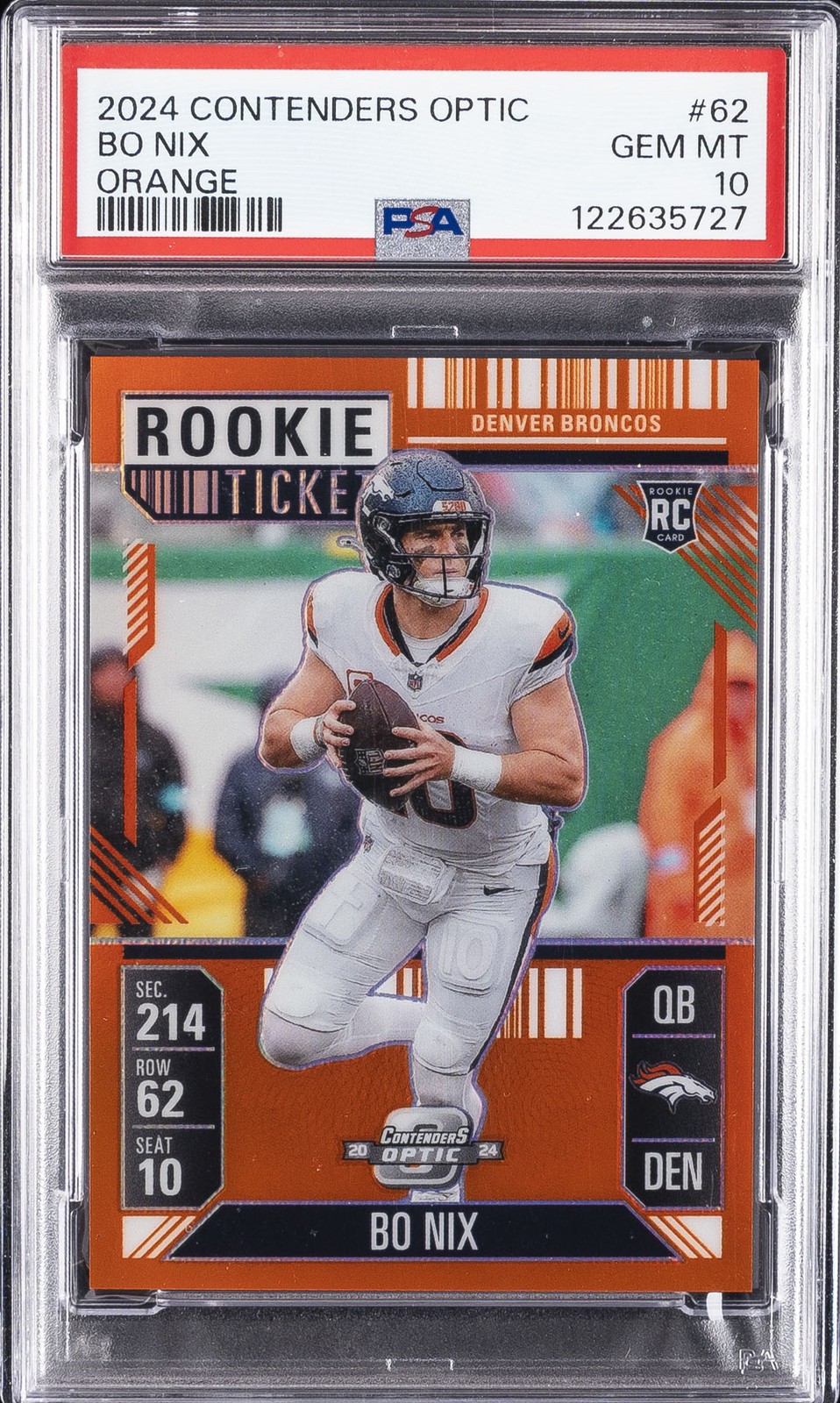 Bo Nix Panini Contenders Optic #62 Orange