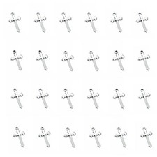 30 Pcs Cross Charms for Jewelry Making Antique Silver Metal Small Pendant Acc...