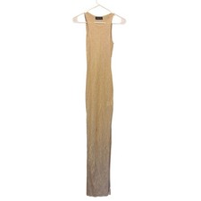 White Fox Sleeveless Maxi Dress Color Champagne with Side Slit Size Small