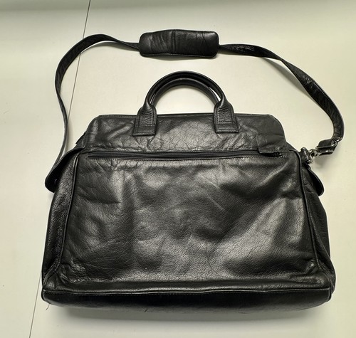 TANO ITALIANO CUERO NEGRO Bolso Maletín Mesenger M/F Bandolera Muy Bueno - Imagen 2 de 9