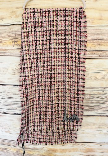 Karl Lagerfeld Paris Damen rosa kariert Oversize Tweed Fransen Schal Neu mit Etikett - Bild 10 von 16