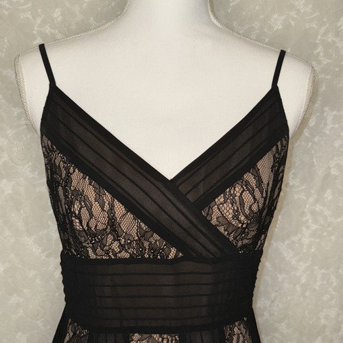 Vintage Ann Taylor Loft Black Lace & Beige Lined Sleeveless Cocktail Dress SZ 6 - Picture 15 of 24