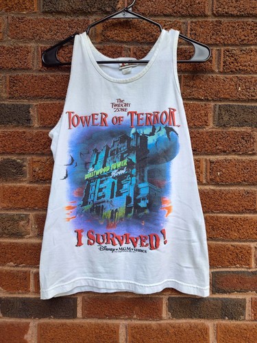 T-shirt canottiera vintage anni 90 Disney The Twilight Zone Torre del Terrore uomo piccola
