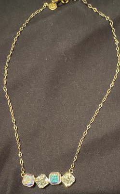 Victoria Lynn Necklace Iridescent Pendant Gold Tone