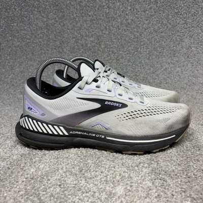 Brooks Adrenaline GTS 23 Women Running Sneaker Shoes Size 8.5 D Wide Grey Purple