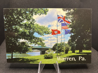 POSTCARD: Four Flags Over Allegheny River Heritage Point Warren Pa. Q8