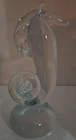 Vintage MCM Steuben/ Murano? Seahorse Art Sculpture Clear Glass Figurine 8"