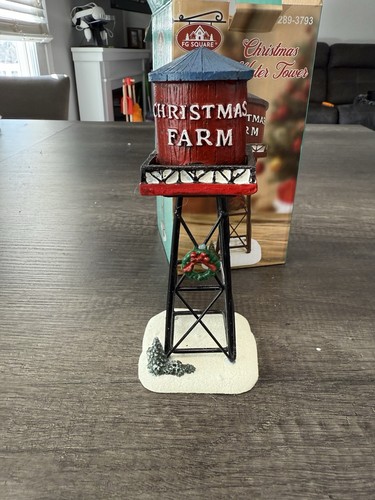FG Square - Christmas Village 7" Water Tower, Light Up Fountain & News Stand - Picture 5 of 21