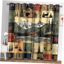 Blackout Curtains,Retro Cottage Country 42"W x 84"L Pack of 2 Rustic Cabin