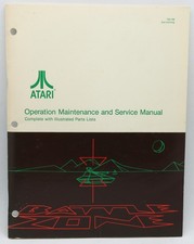 Original Vintage Atari Battlezone arcade game manual and coin stickers