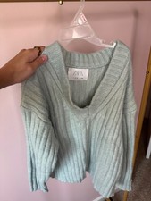 zara green kids sweater 9-10