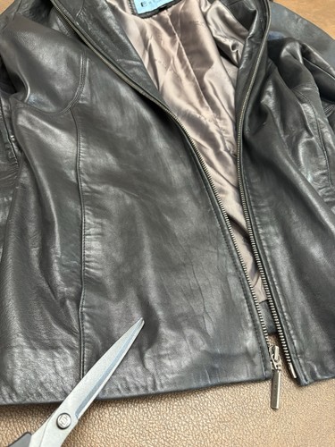 Kenneth Cole Reaction Black Leather Jacket women Full Zip Soft Leather Sz Large - Picture 11 of 24