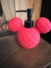 Disney Mickey Mouse Lotion/Soap Pump Dispenser Red - Embossed w/ Mickey Heads