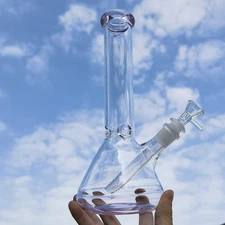 10" Clear Glass Bong Water Pipe Bubbler Smoking Hookah Hand Pipes 14mm Bowl Pink