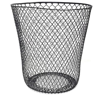 Black Wired Mesh Waste Basket 10.75 in Tall Office Classroom Bathroom 1 Unit