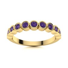 Amethyst Stone Sterling Silver Bezel Promise Ethnic Eternity Wedding Ring