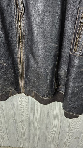 Vintage Roundtree & Yorke Leather Jacket Flight Fur Pilot Aviator Distressed XL - Picture 4 of 14