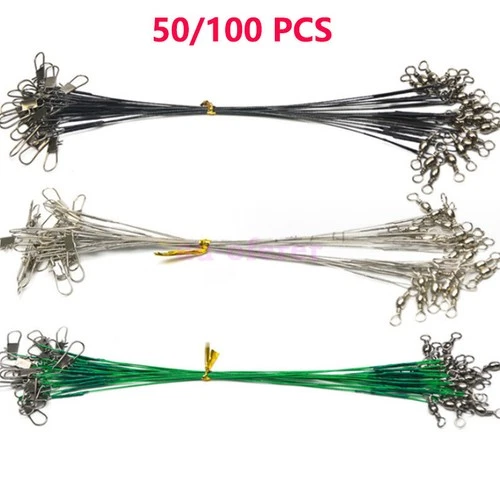 Trace Wire Leader Stainless Steel Fishing Line Leaders With Snap & Swivel NEW AU