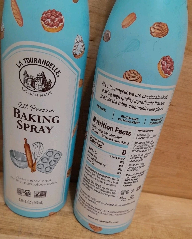 LA TOURANGELLE: Spray para Assar Todos os Fins, Antiaderente, NÃO: glúten/OGM/produtos Químicos 5oz - Imagem 2 de 2