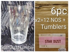 Vintage Japan 6pc CG Quartex, ' Star Dust ' Tumblers Original Box New Old Stock.