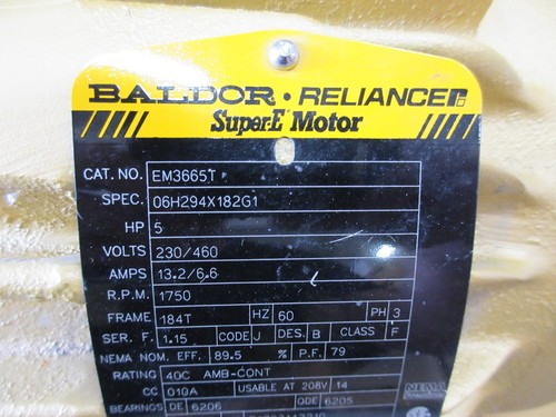 Baldor Reliance EM3665T Super-E Motor - Picture 3 of 5