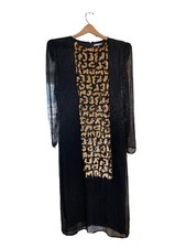 Vintage Mark Cheung Made by Shaxi Sequined Long Dress Size L Leopord Print Black
