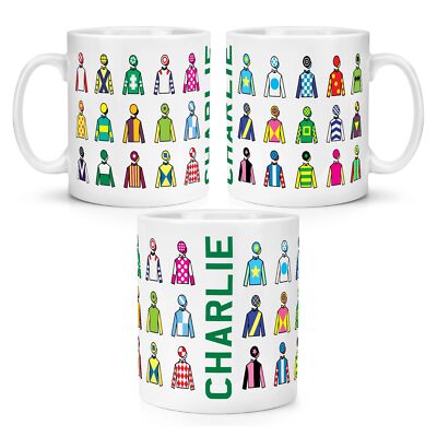 Personalised Horse Racing Jockey Jersey Races 10oz Mug Cup Fathers Day Birthday