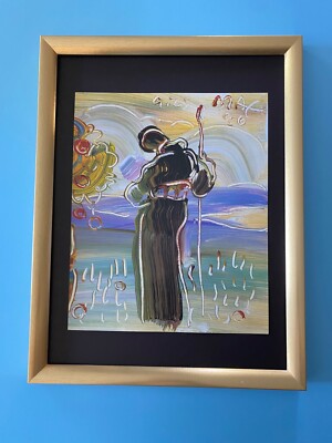     Peter Max | Angel Vintage Print Signed | Framed Large 16x12in. Gold Pop Art