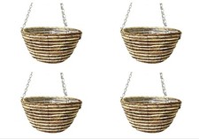 4  x  12" 30cm Rope Hanging Baskets 2 Tone Finish with Polythene Liner