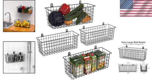 Versatile Extra Large Hanging Wire Basket Set for Kitchen & Bathroom Storage - Picture 2 of 9