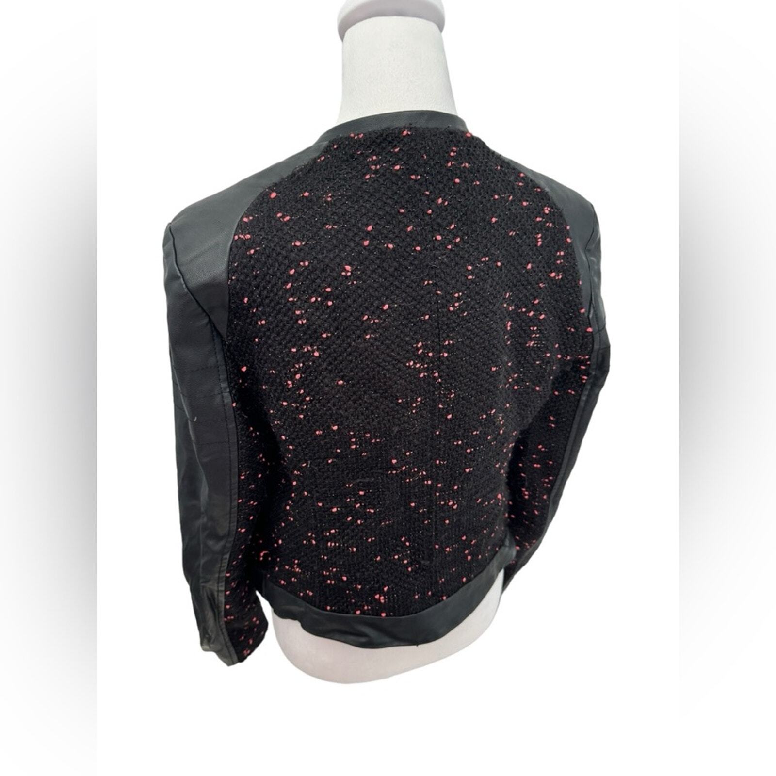 Express Leather Jacket Lined Tweed Motorcycle Lea… - image 4