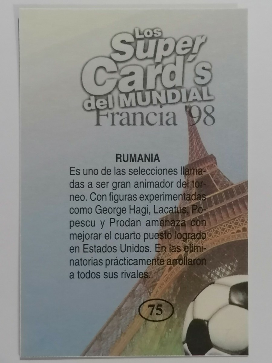 FRANCE 98 #75 Team Romania CARD FIFA WORLD CUP 1998, Spanish | eBay