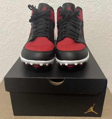 Nike Air Jordan 1 Mid TD Football Cleats Bred Black Red AR5604-061 Men’s Size 9 s-l400.jpg main image 3