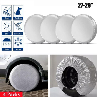4PCS 27-29'' Waterproof Tire Covers Wheel & Type RV Trailer Camper Sun Protector
